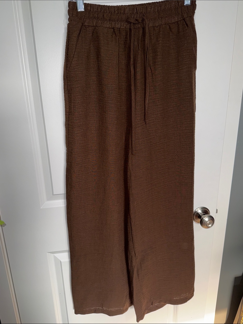 Zenana Outfitters Wide-Leg Drawstring Pants in Brown